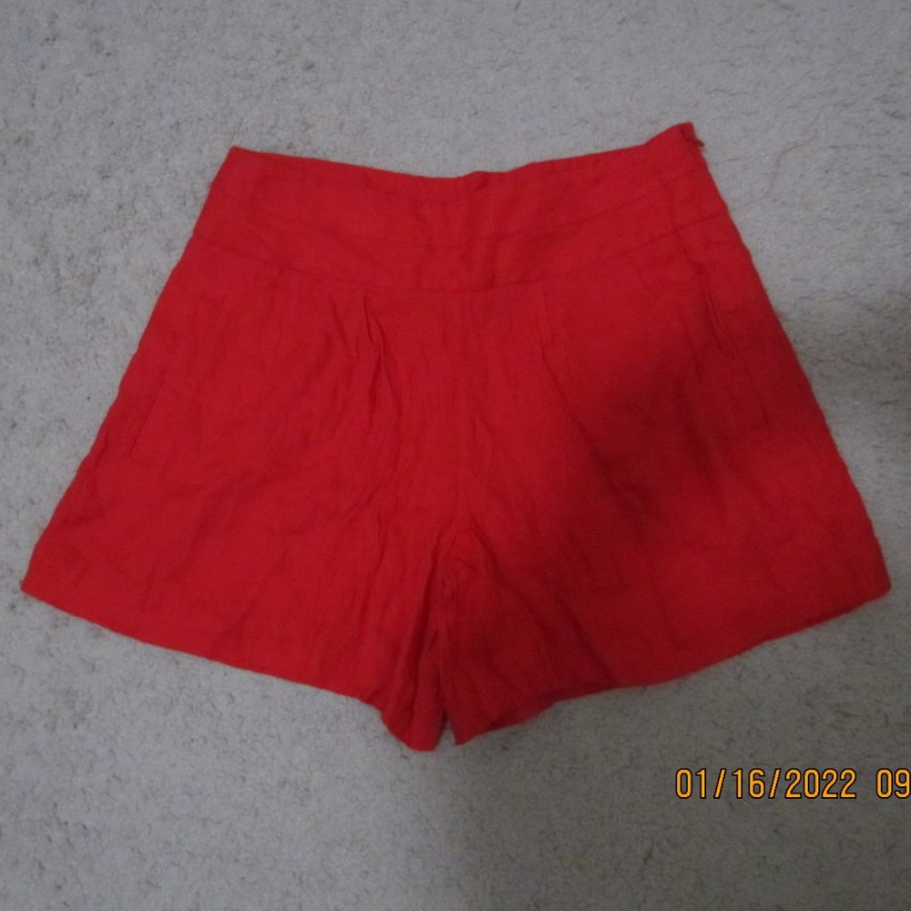 Women's Worthington Red Linen Blend Flowy Salsa Pocket Shorts Size 4